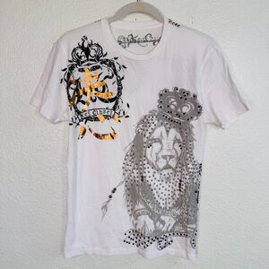 Key Closet Shirt Mens Small Lion Crown Stud Rhinestone Graphic Tee Tshirt Y2K